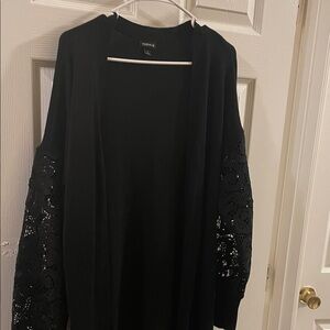 Torrid 1X Black Cardigan with Lace Detail